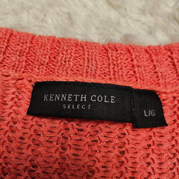 Kenneth Cole Women's Coral Linen Blend Knit Buttons Up Cardigan Size: L - Picture 7 of 10